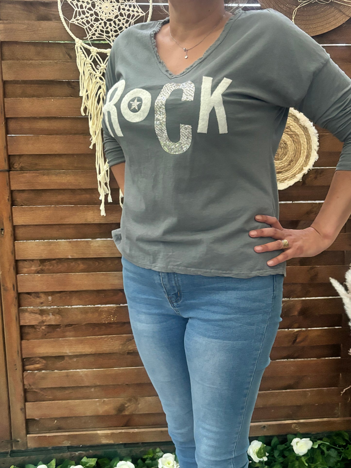 T SHIRT MANCHE 3/4 ROCK